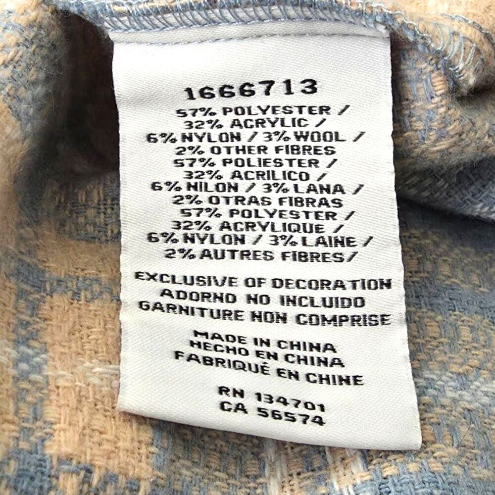 Boston Traders Shacket Womens L Blue Beige Plaid Flannel Button Shirt Jacket - Picture 11 of 12